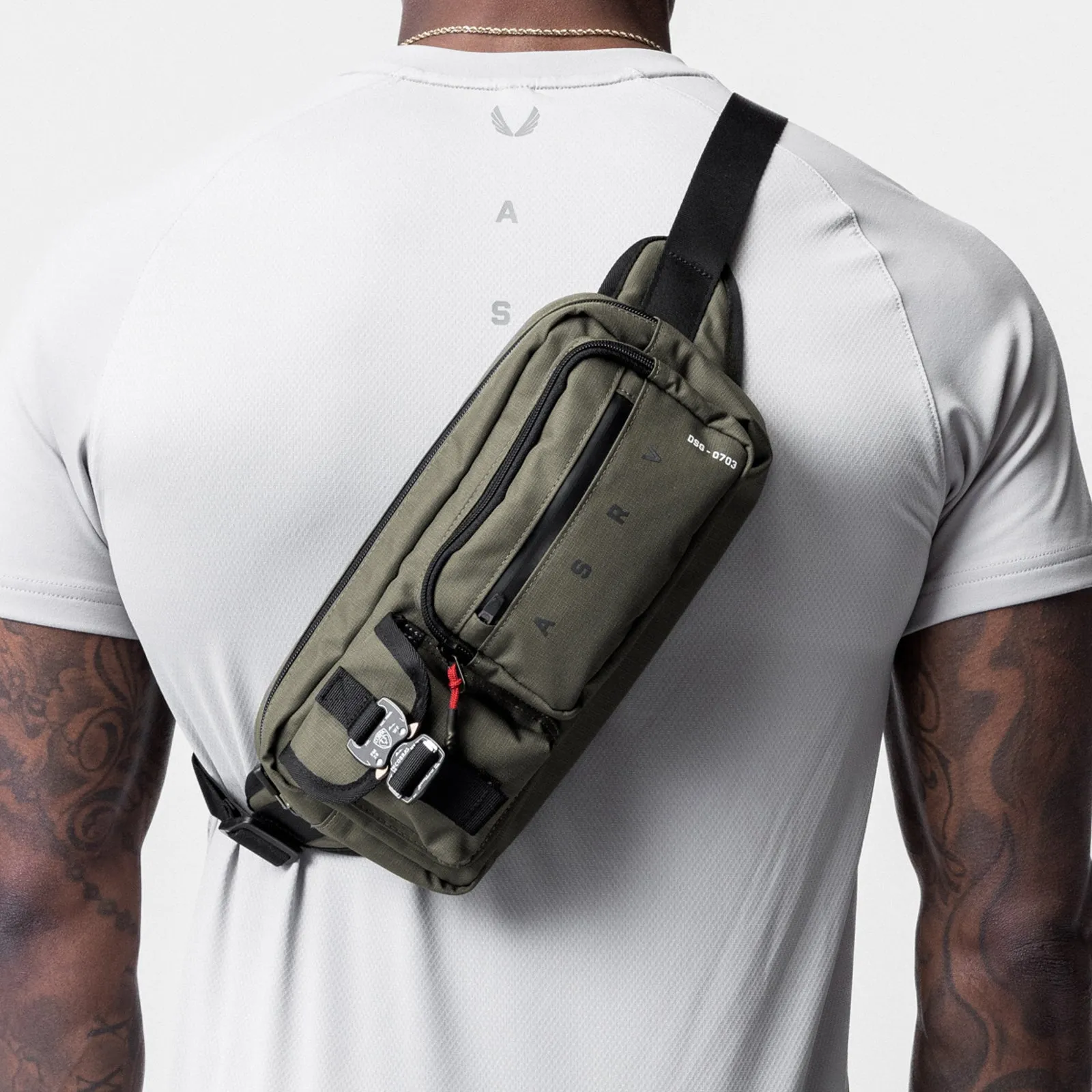 0703. Cordura Tech Crossbody Pack - Olive ASRV