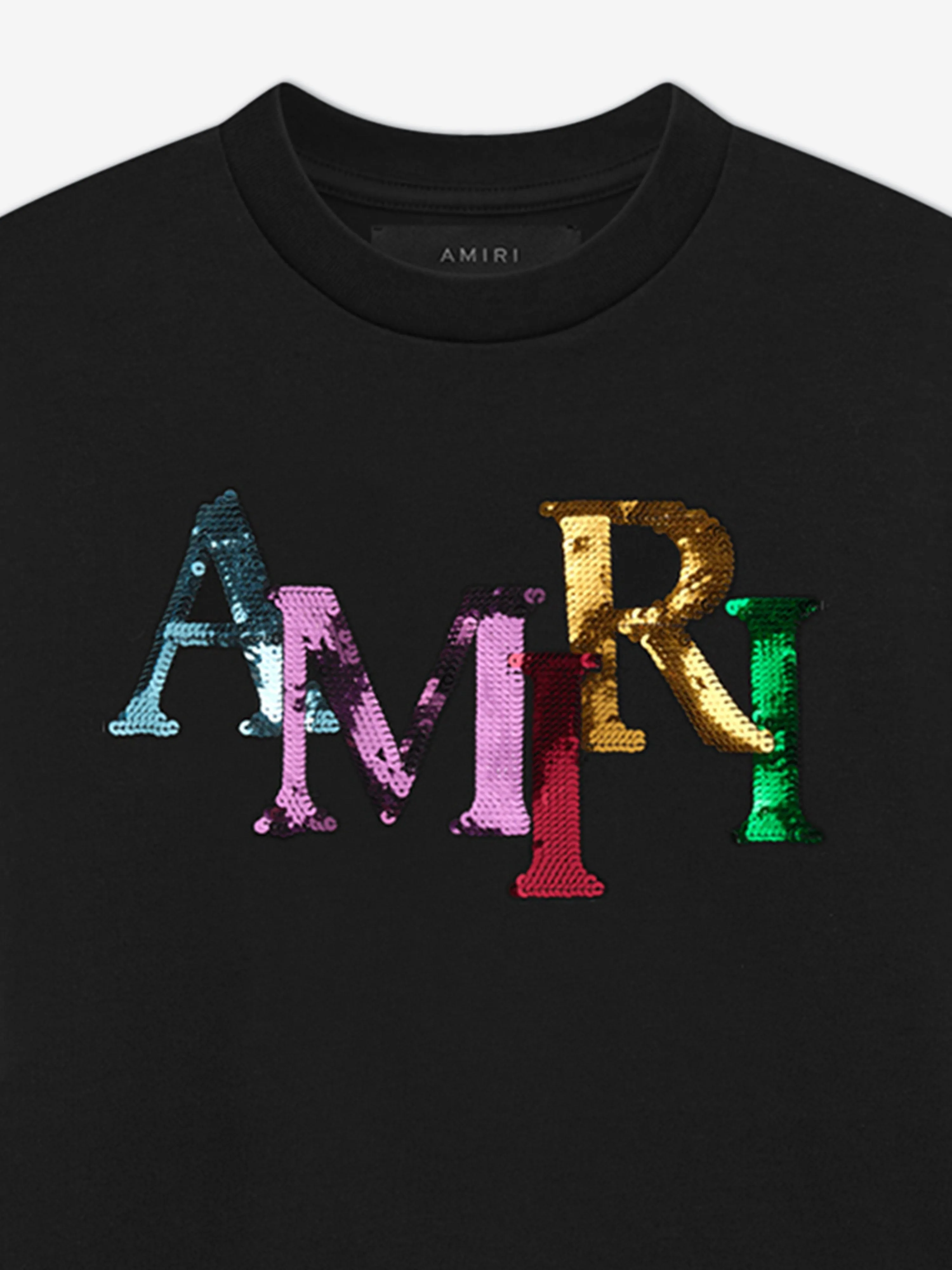 Amiri Kids Staggered Sequin T-Shirt in Black