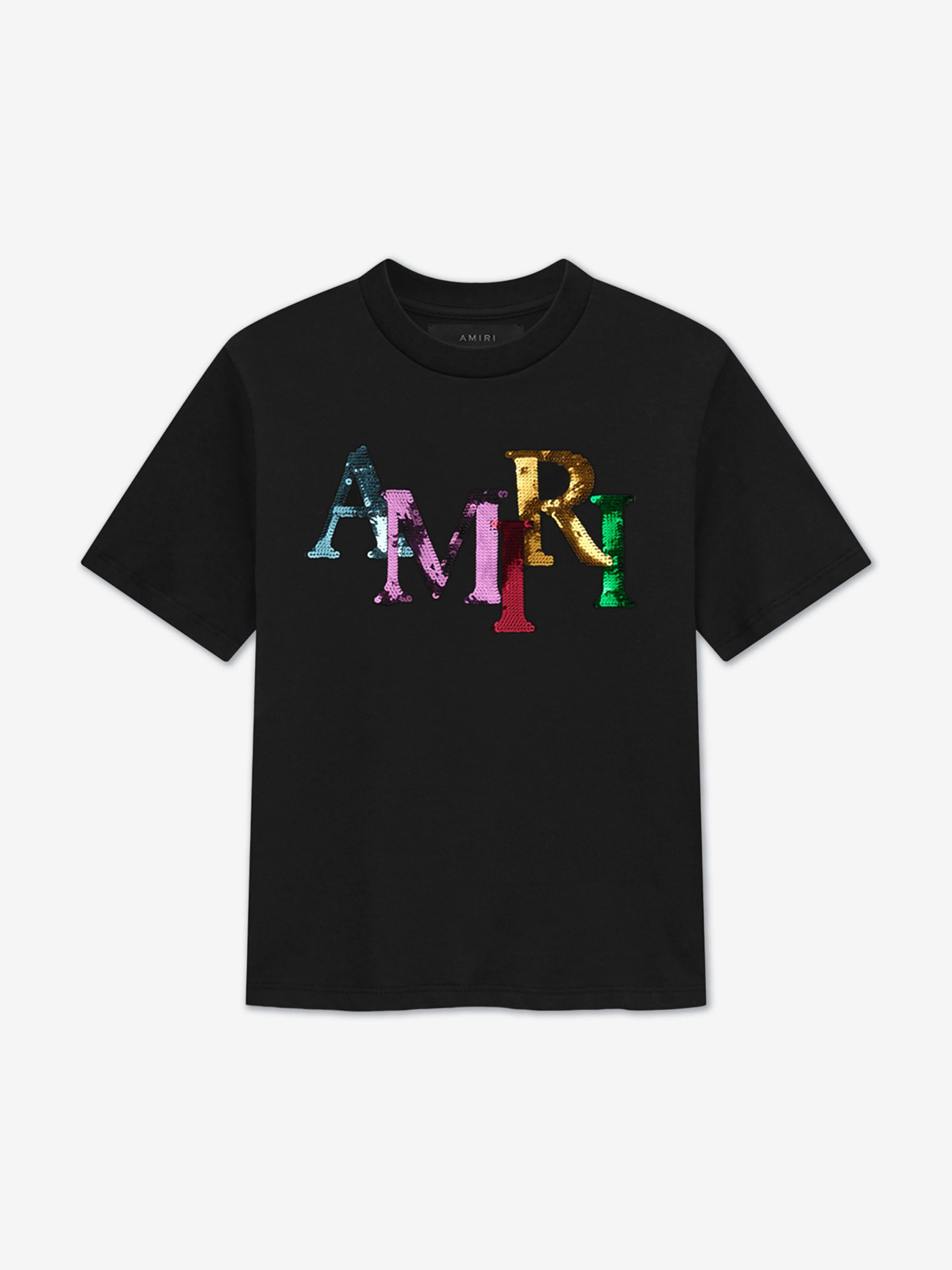 Amiri Kids Staggered Sequin T-Shirt in Black