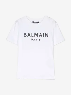 Balmain Kids Logo T-Shirt in White