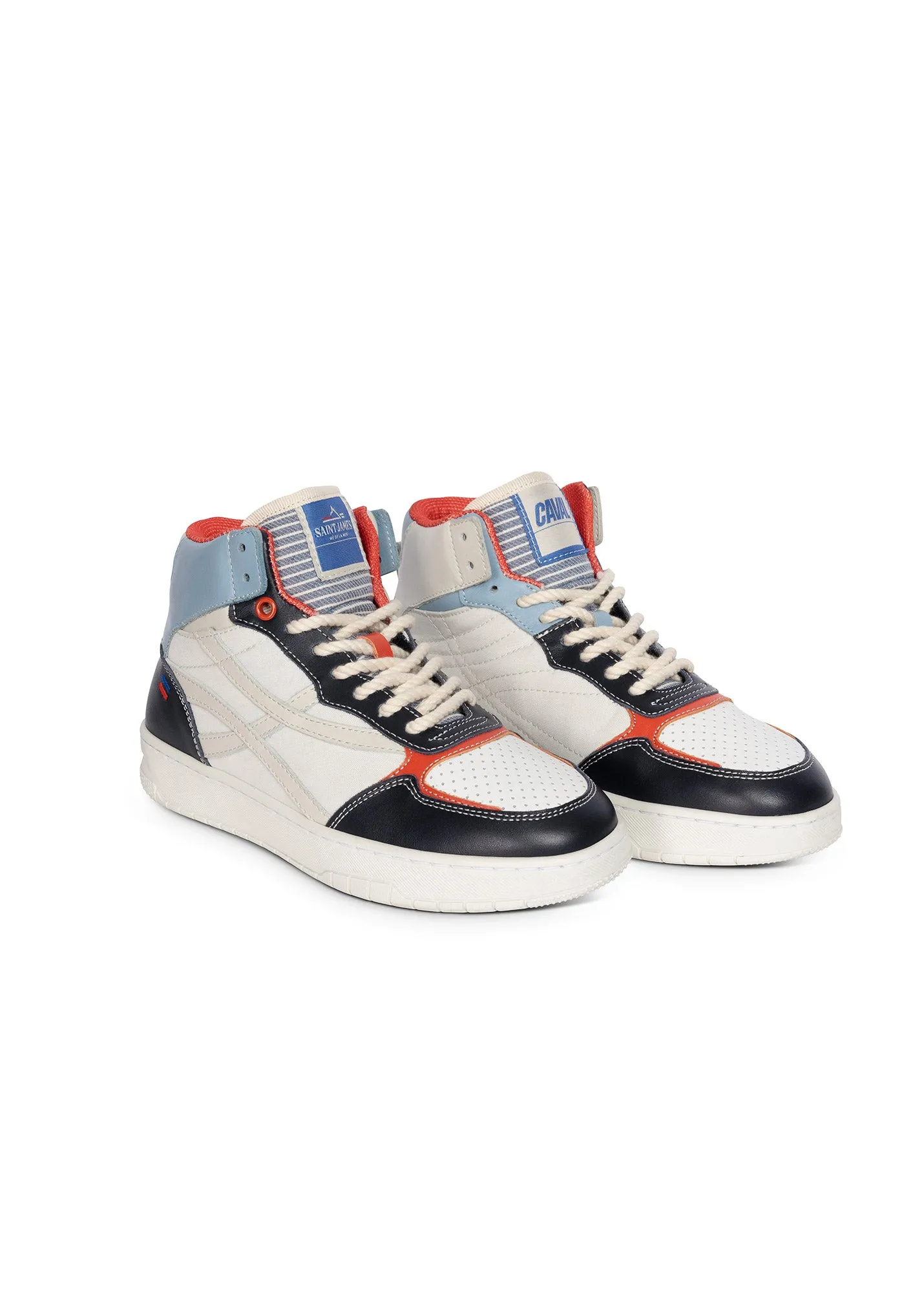 Baskets Graphic en cuir - SAINT JAMES x Caval (ECUME/BASKET)