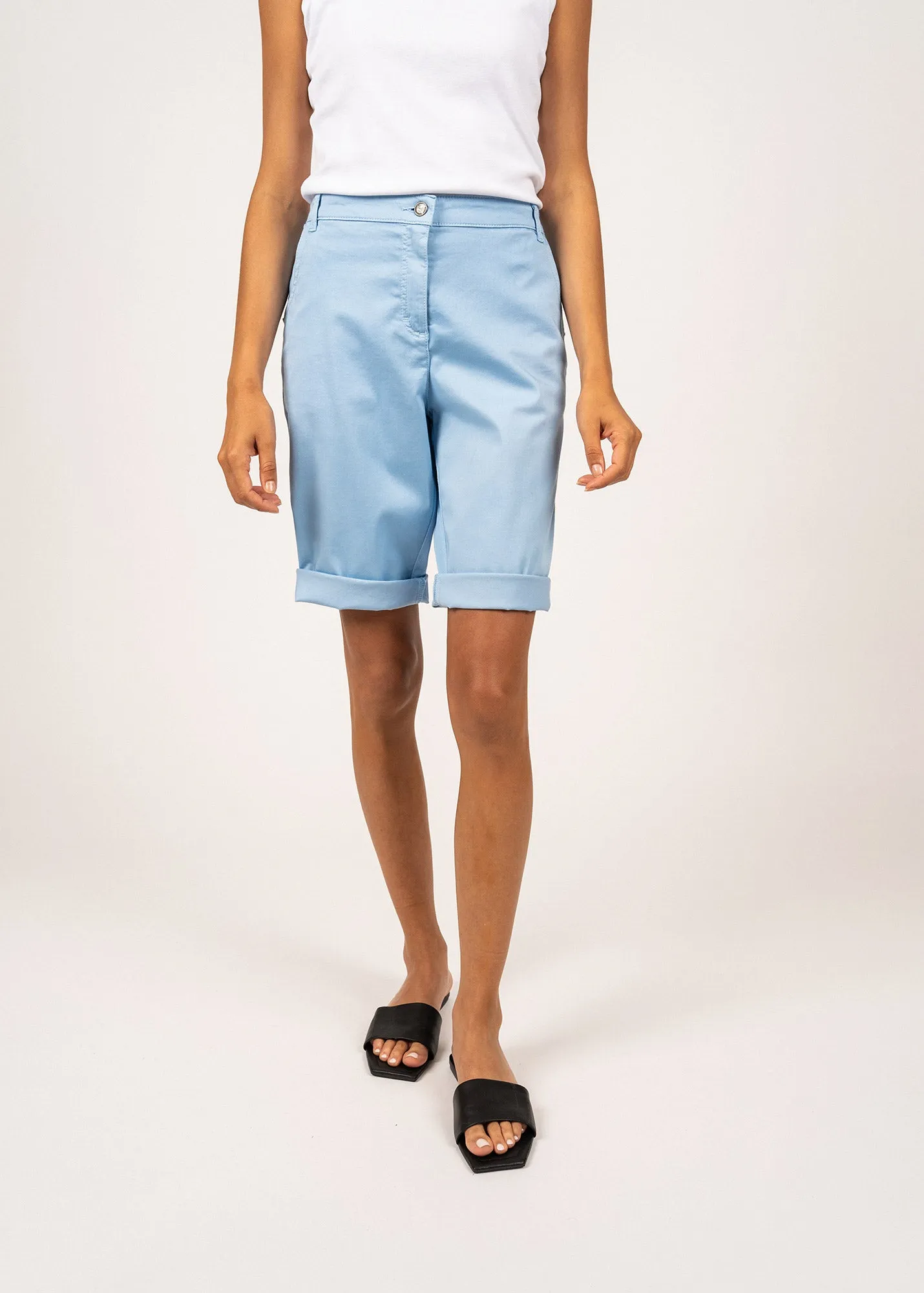 Bermuda droit uni Samantha - en coton lger (CIEL)