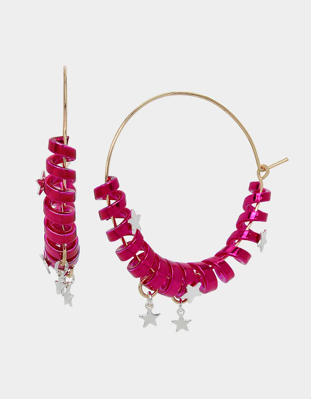BETSEYS HOLIDAY COIL HOOP EARRINGS PINK Betsey Johnson