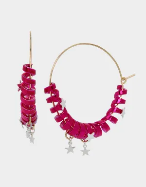 BETSEYS HOLIDAY COIL HOOP EARRINGS PINK Betsey Johnson