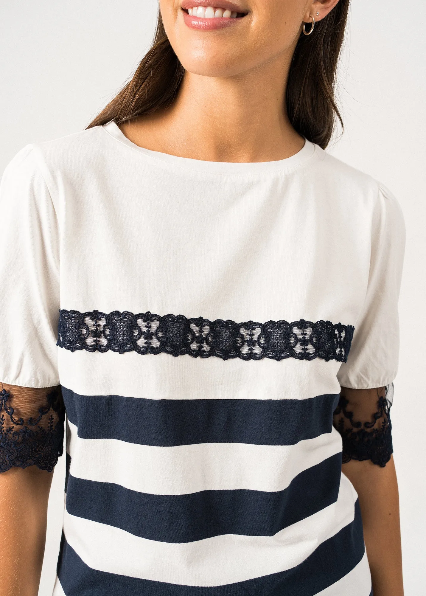 Blouse raye en coton Bella- SAINT JAMES x Ma Reine (ECUME/MARINE)