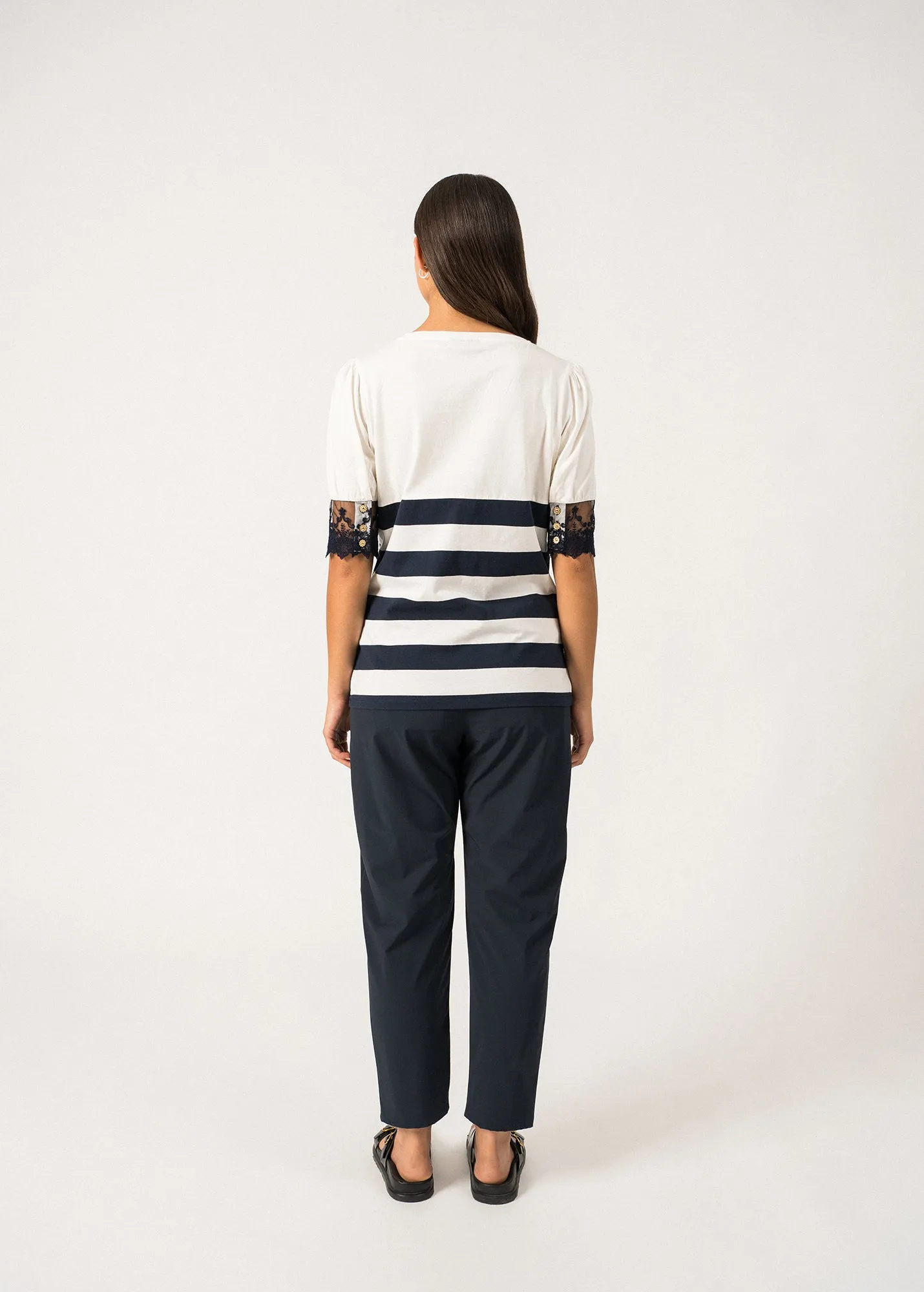 Blouse raye en coton Bella- SAINT JAMES x Ma Reine (ECUME/MARINE)