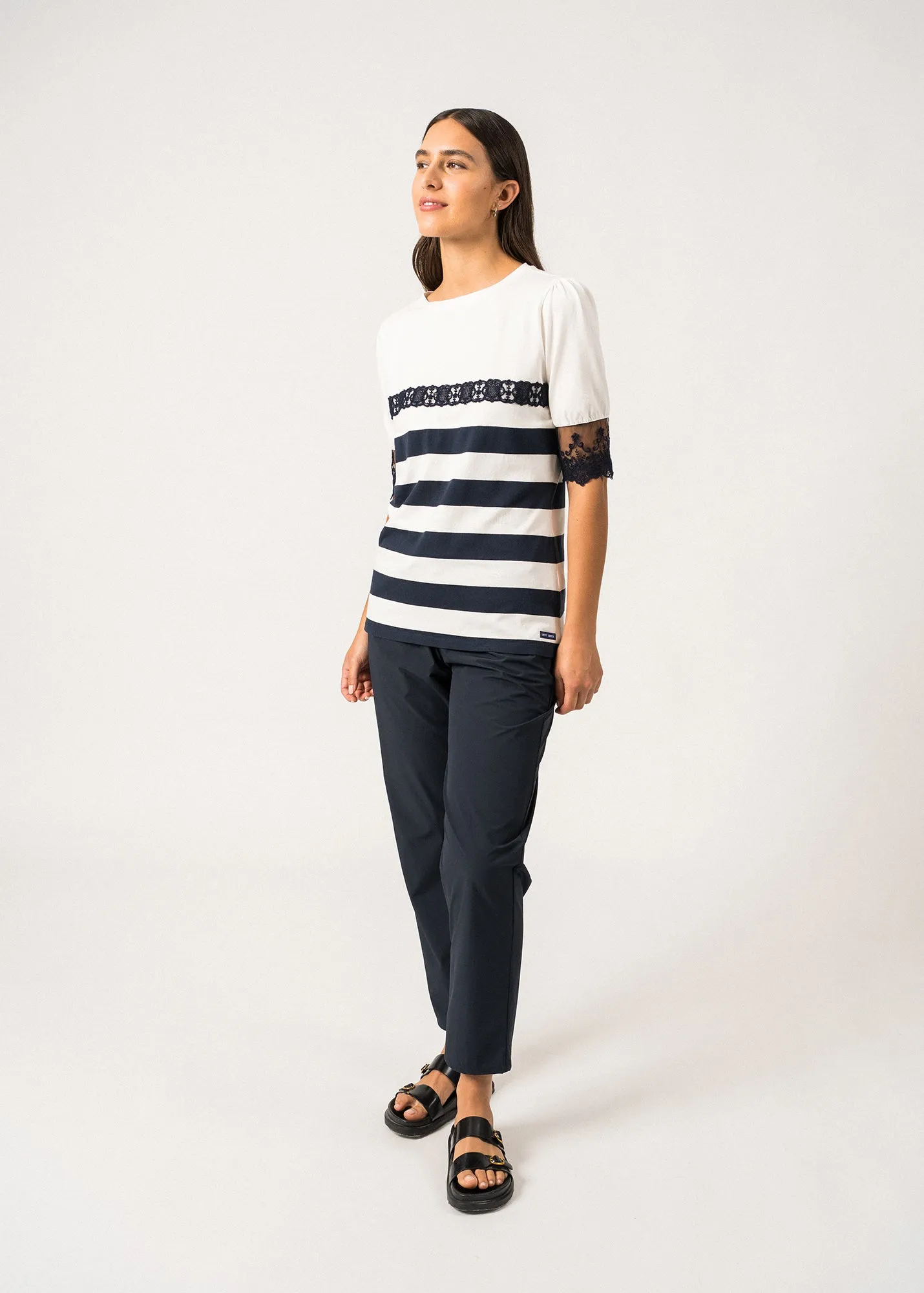 Blouse raye en coton Bella- SAINT JAMES x Ma Reine (ECUME/MARINE)