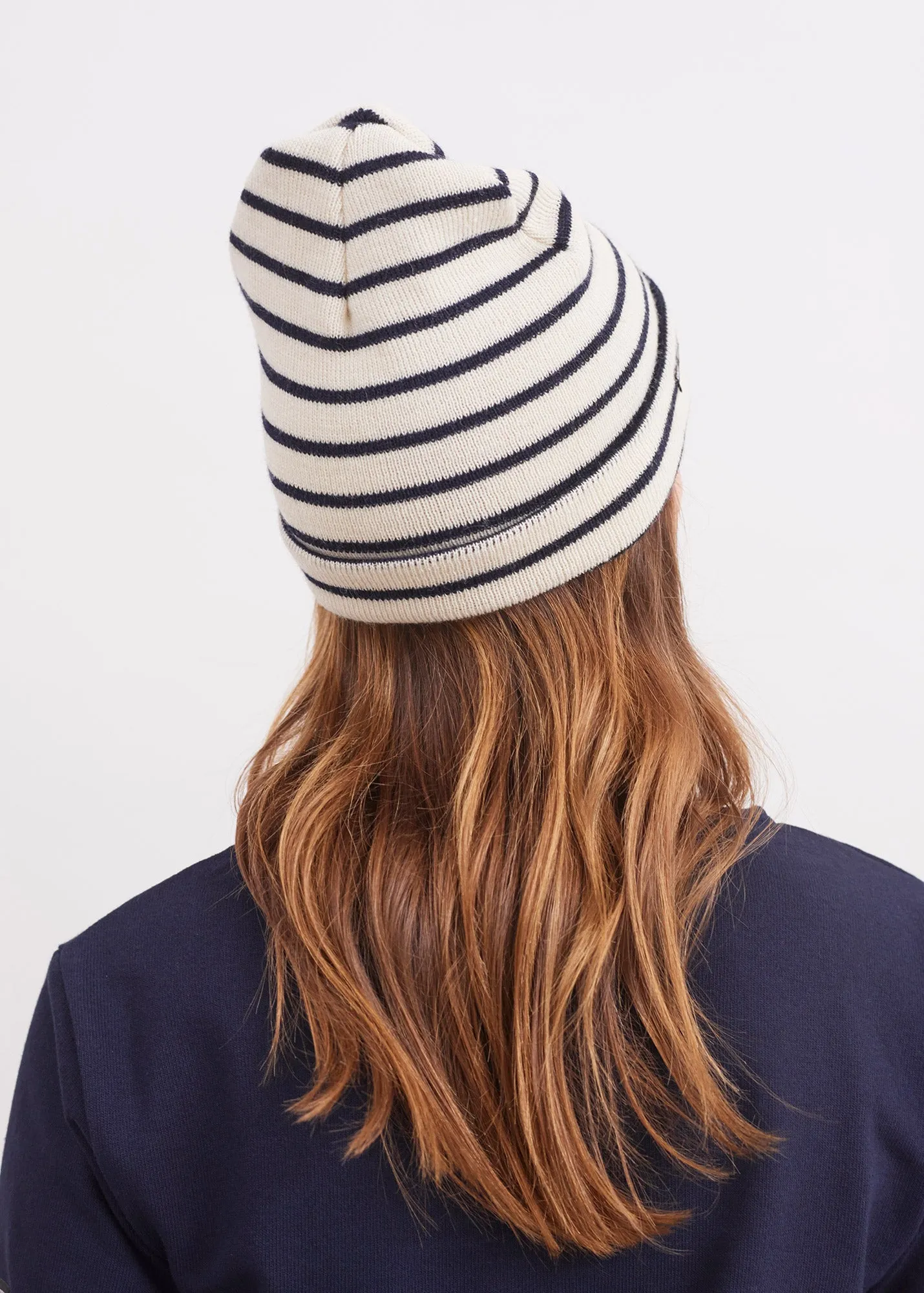 Bonnet de quart ray - en pure laine vierge (ECRU/MARINE)