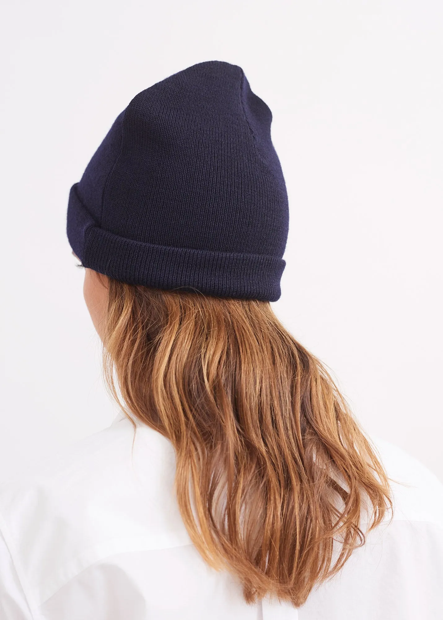 Bonnet de quart uni - en pure laine vierge (MARINE)