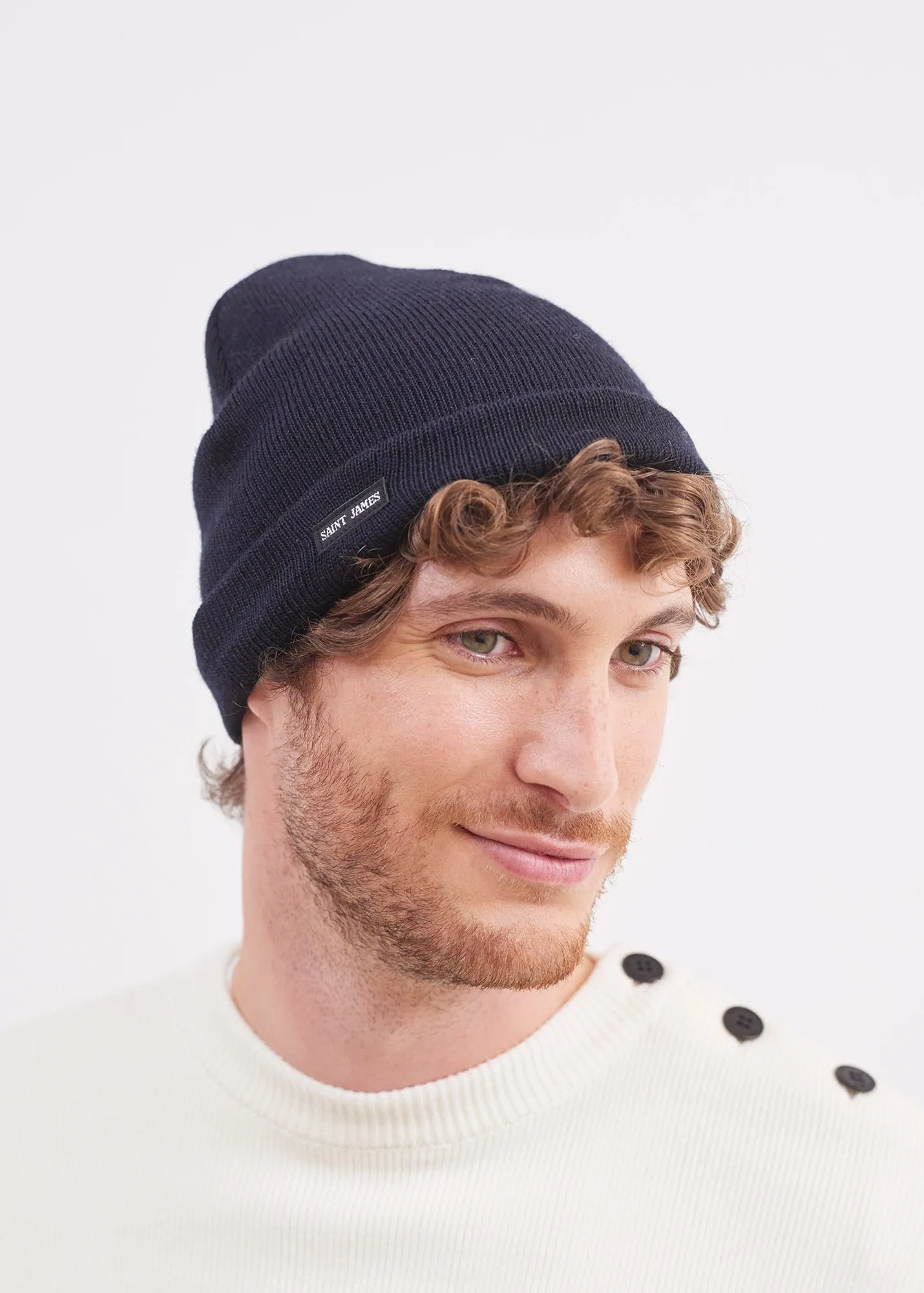 Bonnet de quart uni - en pure laine vierge (NAVY)