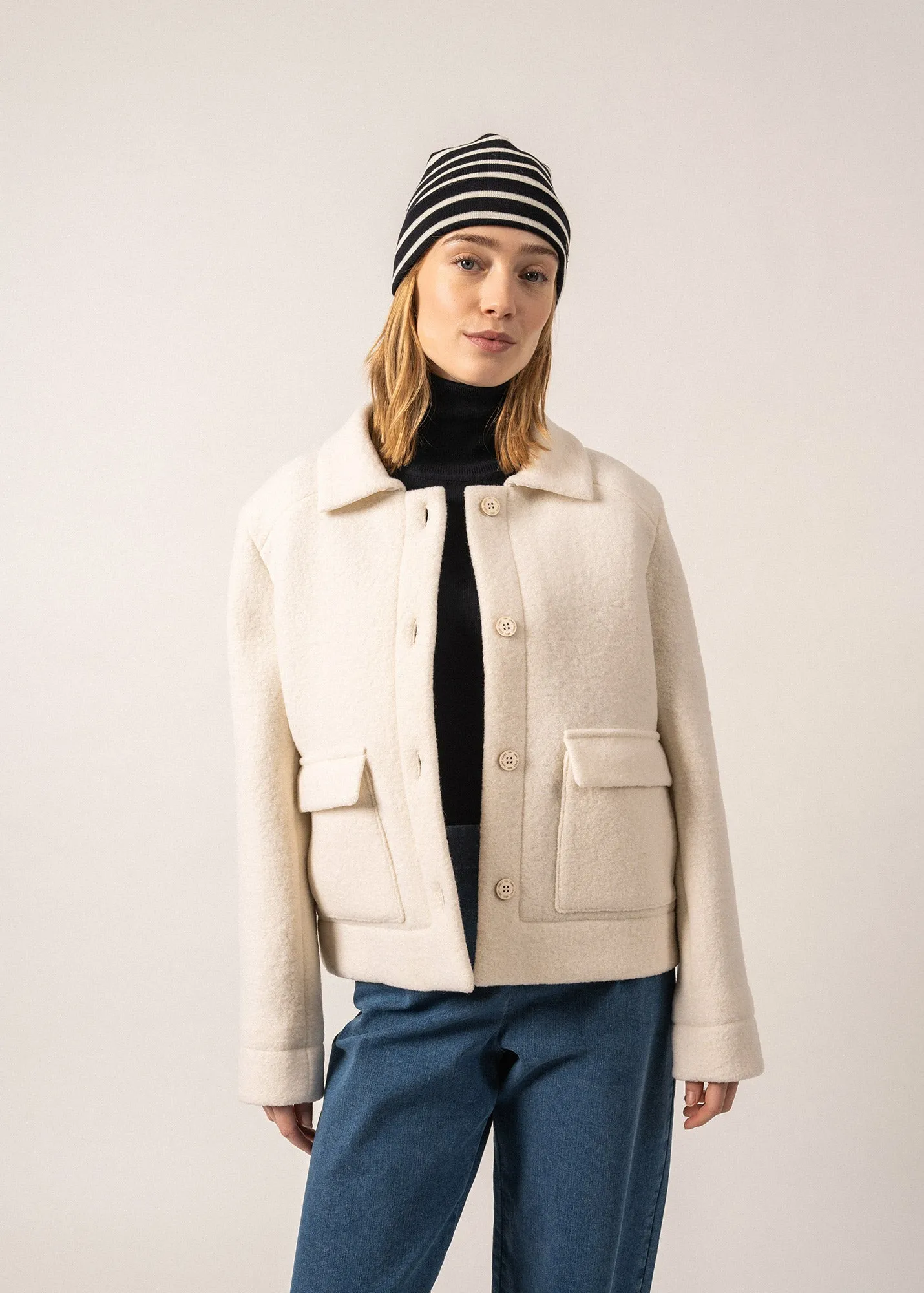 Bonnet marin Mare - en laine douce (NAVY/ECUME)