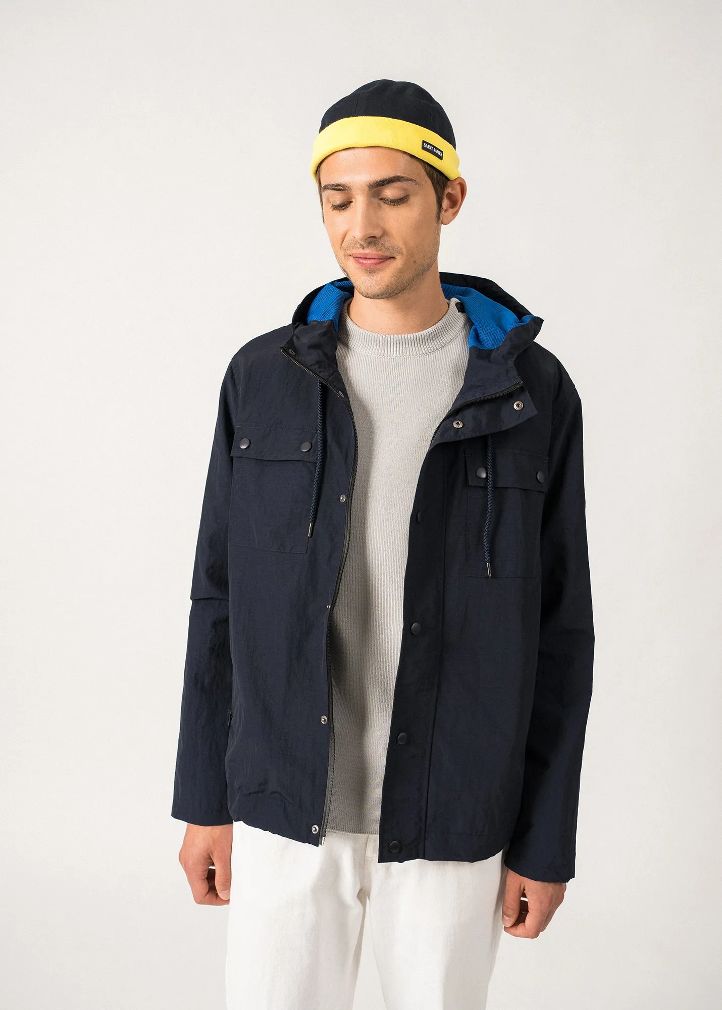 Bonnet marin Miki bicolore - en toile de coton (MARINE/ACIDULE)