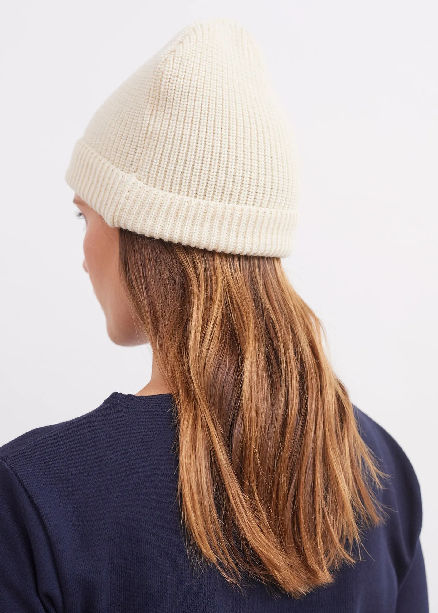 Bonnet uni Perl - en laine (ECRU)