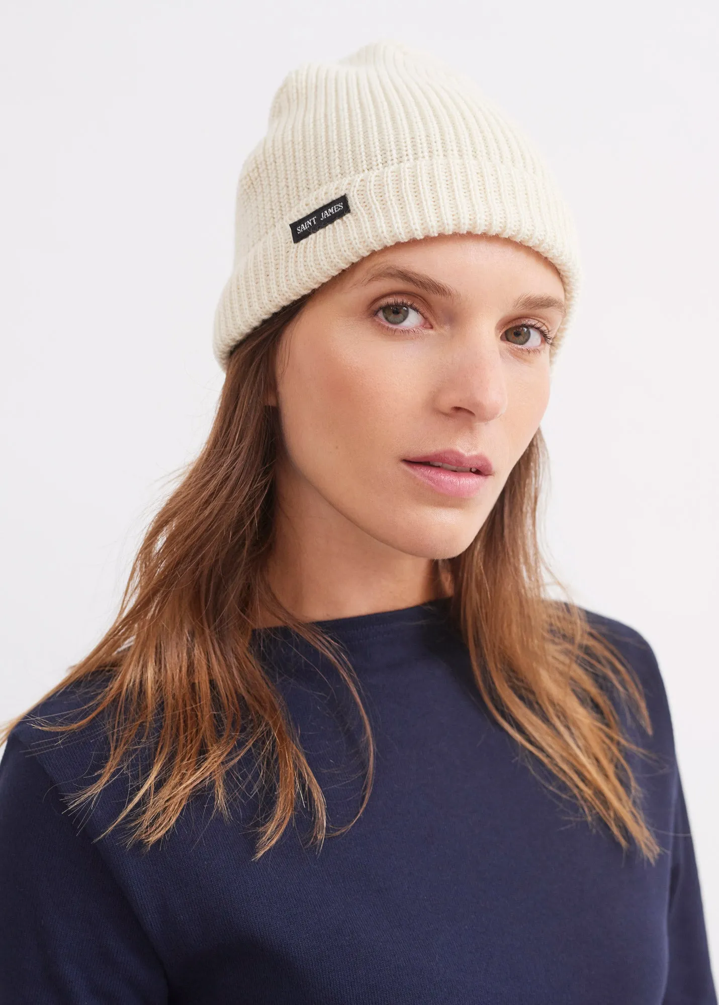 Bonnet uni Perl - en laine (ECRU)