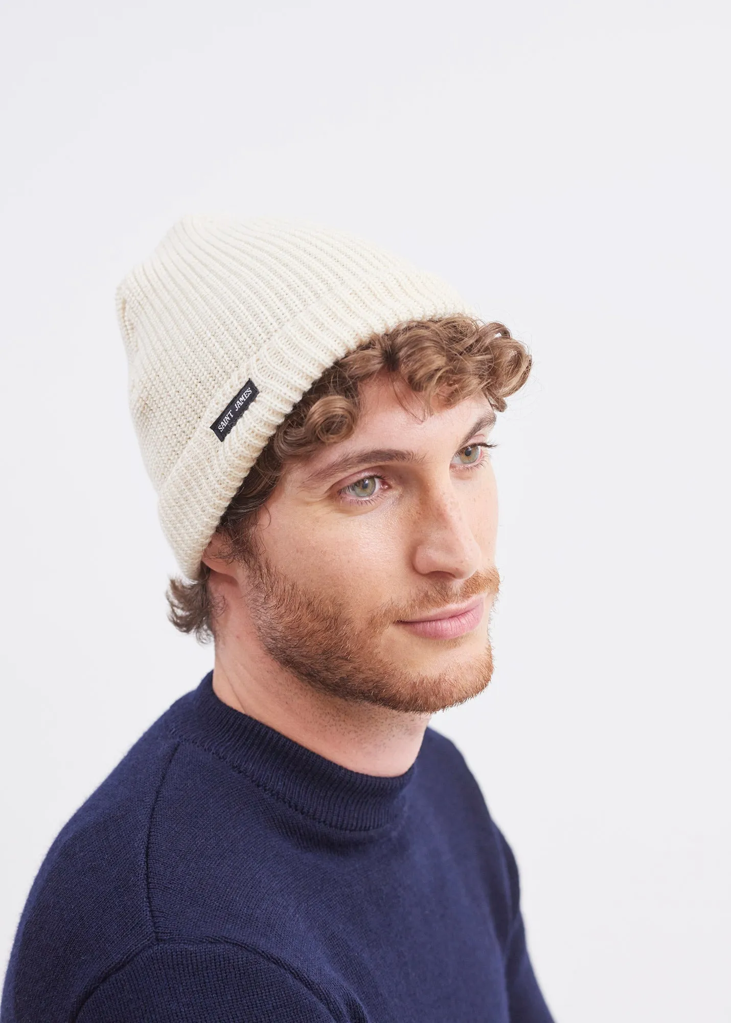 Bonnet uni Perl - en laine (ECRU)