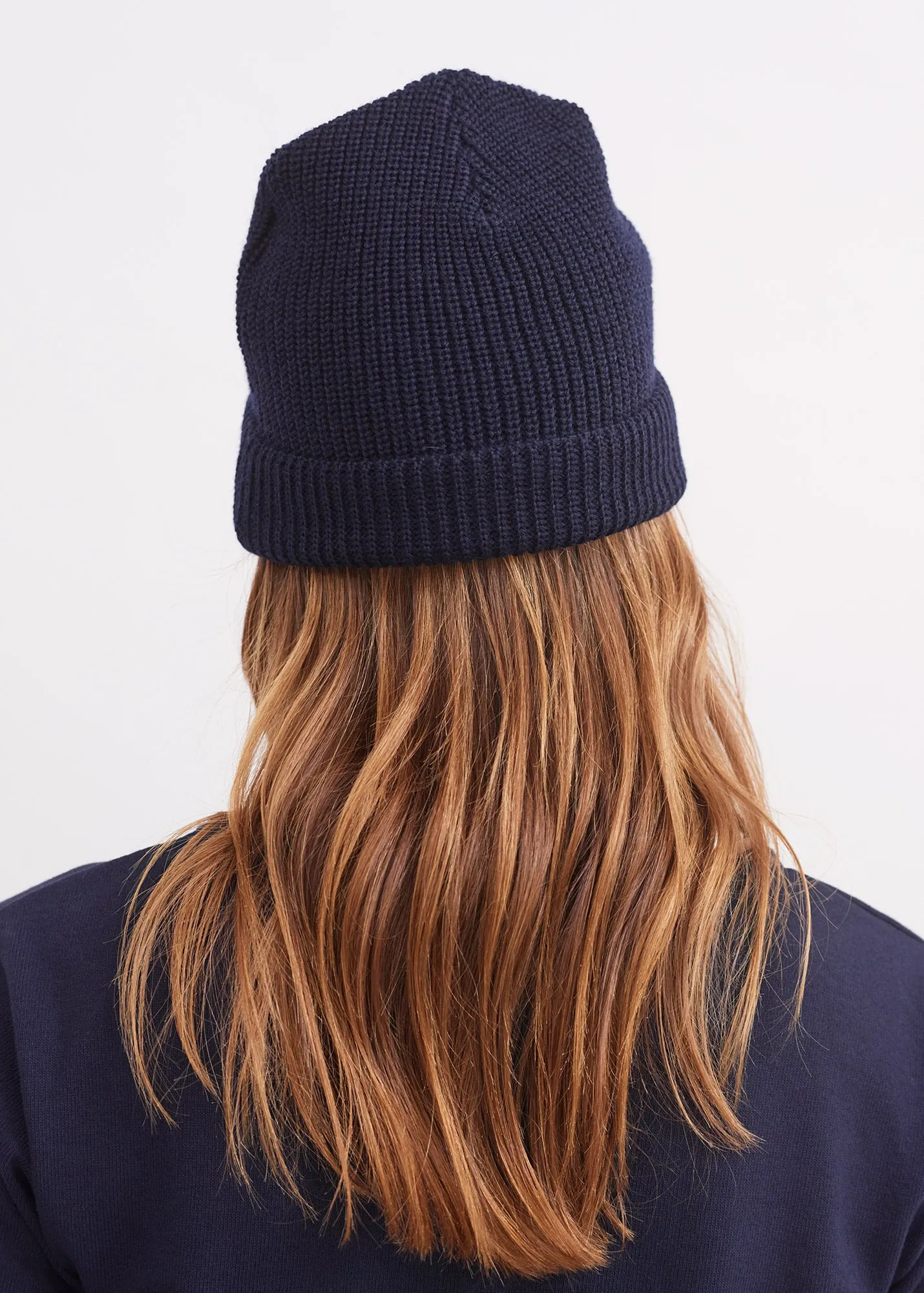 Bonnet uni Perl - en laine (MARINE)