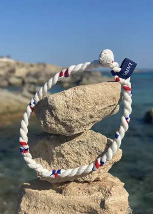 Bracelet tricolore "ECOLO" - en tissu recycl (NEIGE/GITANE/TULIPE)