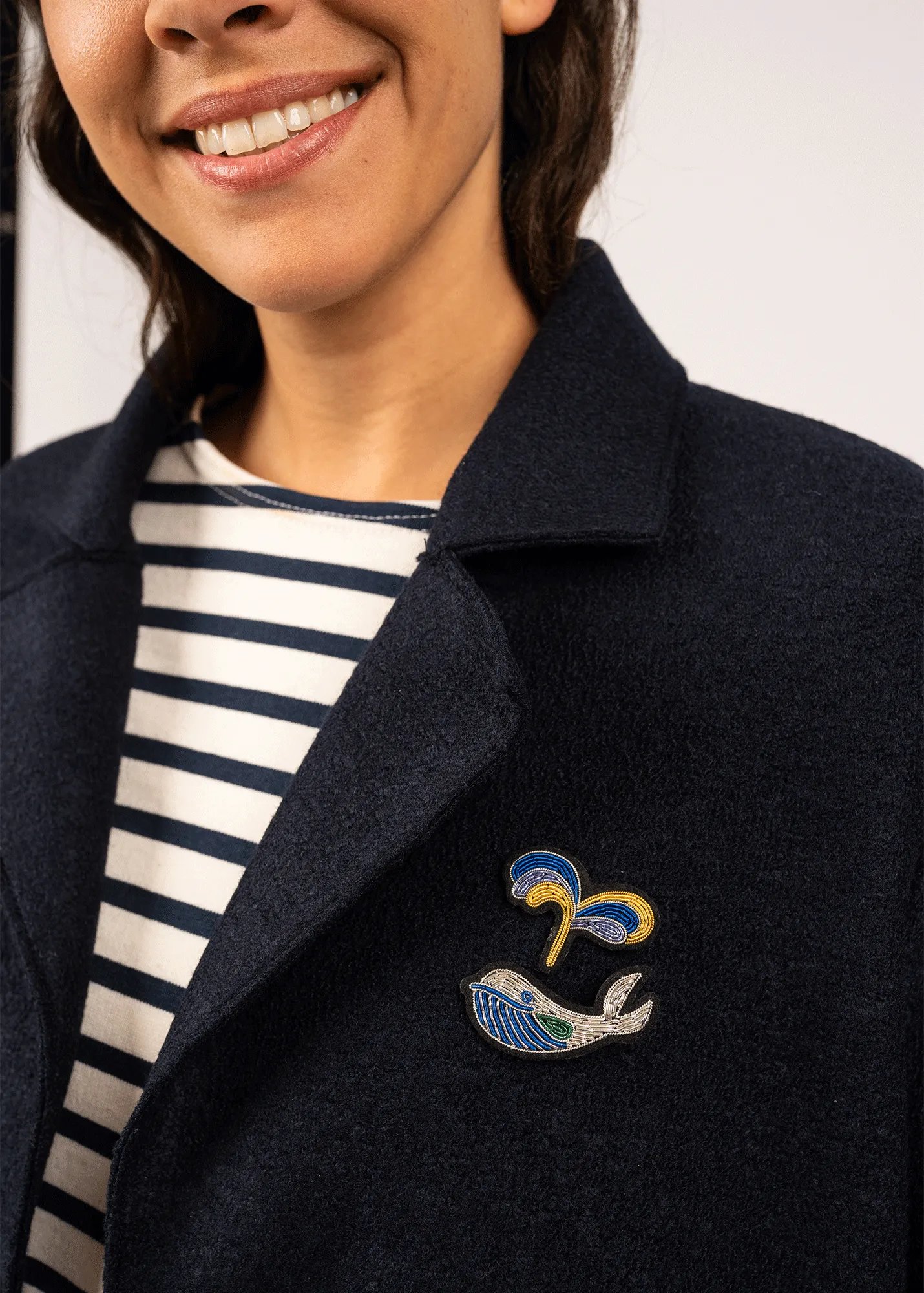 Broche brode Baleine - SAINT JAMES x Macon & Lesquoy (BLANC/BLEU)