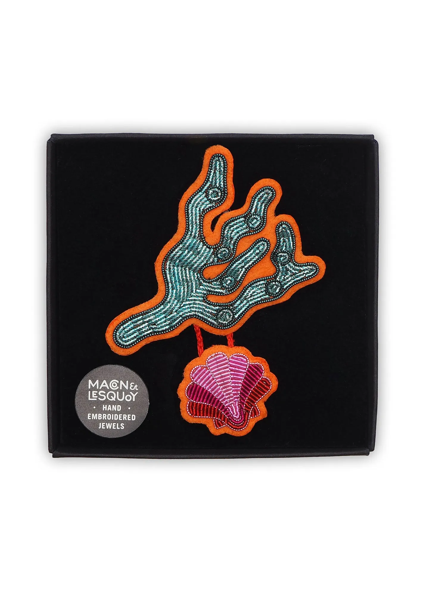 Broche brode Corail - SAINT JAMES x Macon & Lesquoy (TURQUOISE)