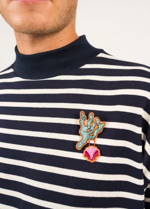 Broche brode Corail - SAINT JAMES x Macon & Lesquoy (TURQUOISE)