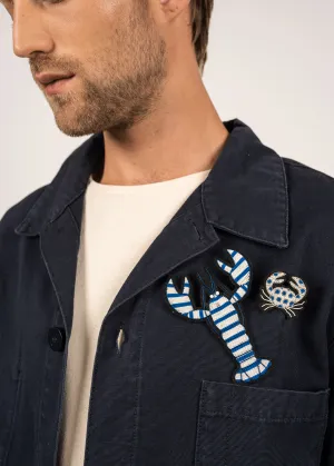 Broche brode Crabe  pois - SAINT JAMES x Macon & Lesquoy (BLANC/BLEU)