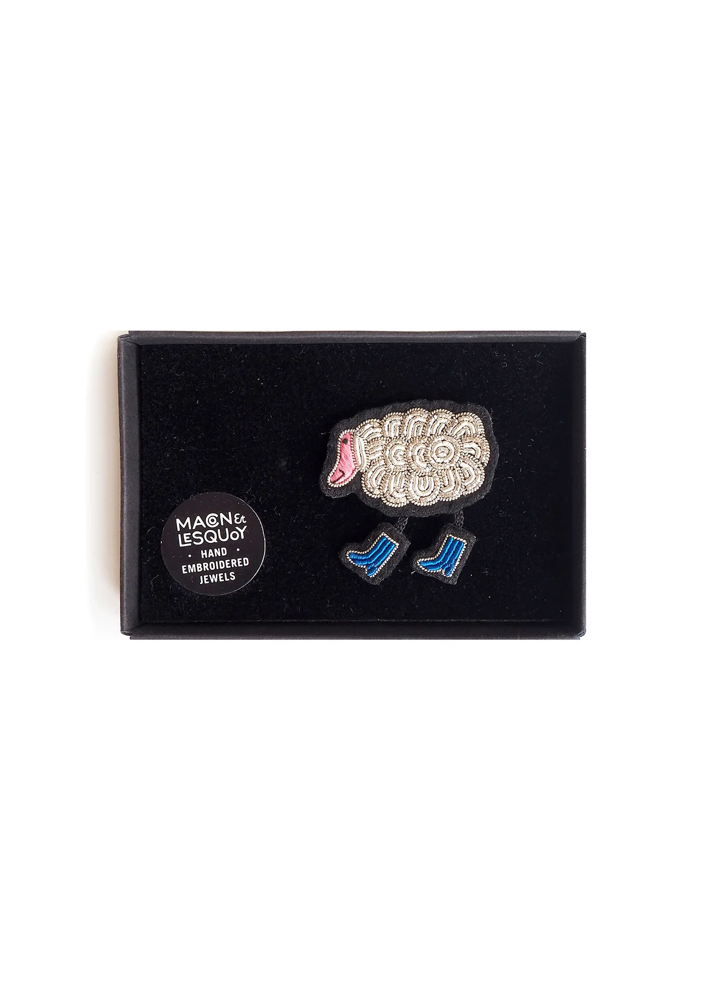 Broche brode Mouton en bottes - SAINT JAMES x Macon & Lesquoy (ARGENT)