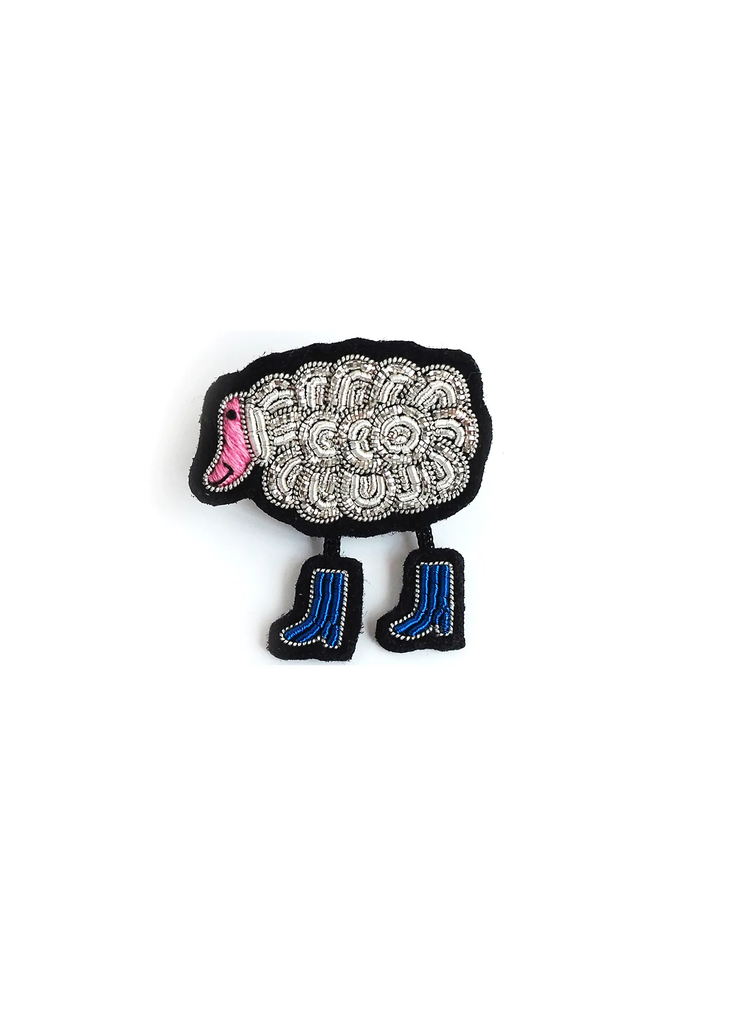 Broche brode Mouton en bottes - SAINT JAMES x Macon & Lesquoy (ARGENT)