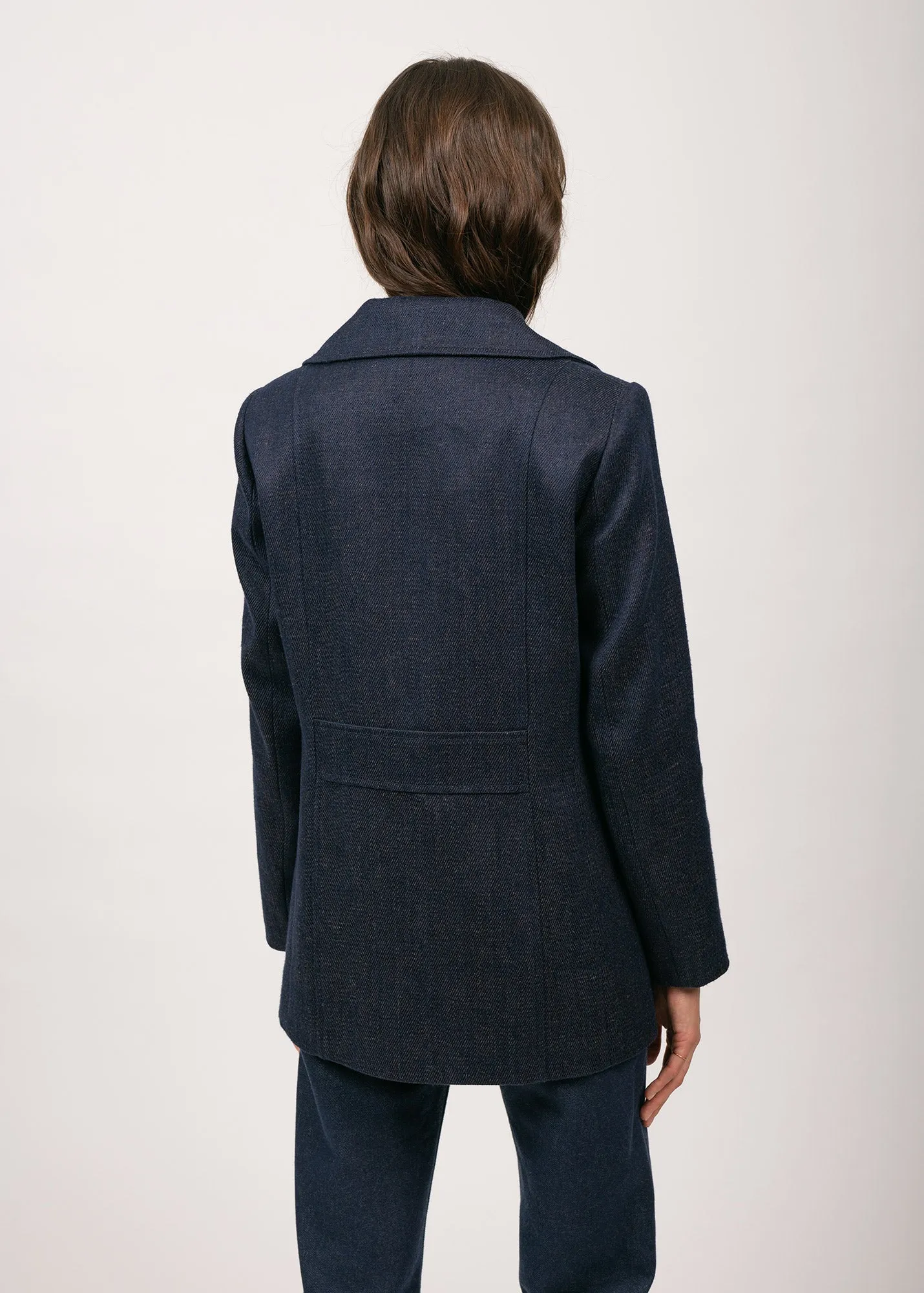 Caban Hritage femme en laine Mrinos - SAINT JAMES x Atelier Tuffery (INDIGO/CHANVRE)