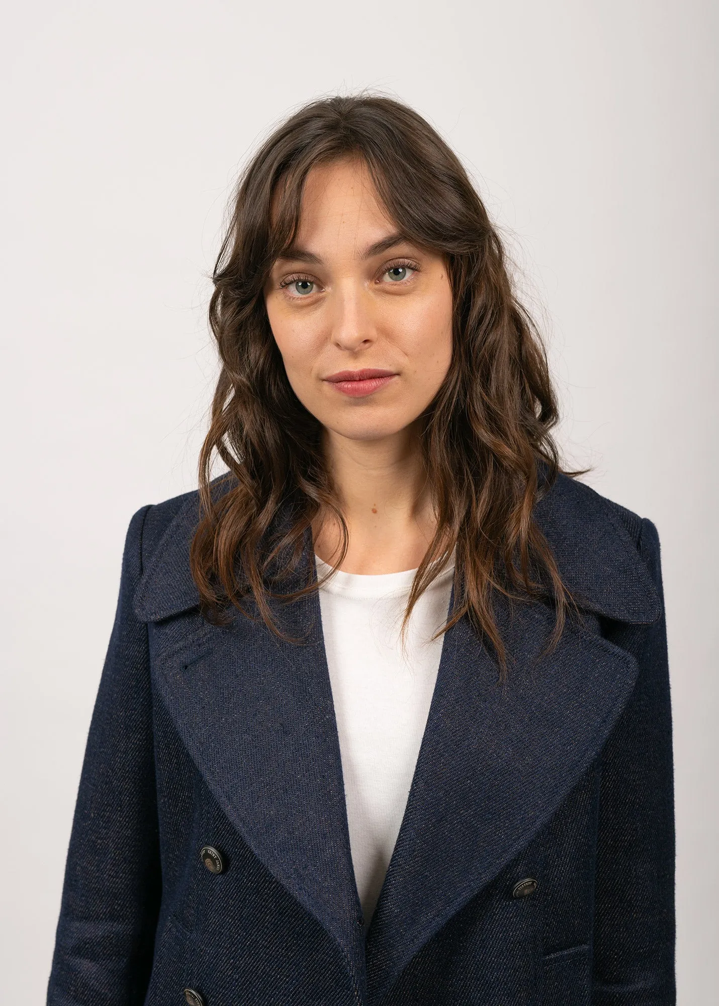 Caban Hritage femme en laine Mrinos - SAINT JAMES x Atelier Tuffery (INDIGO/CHANVRE)