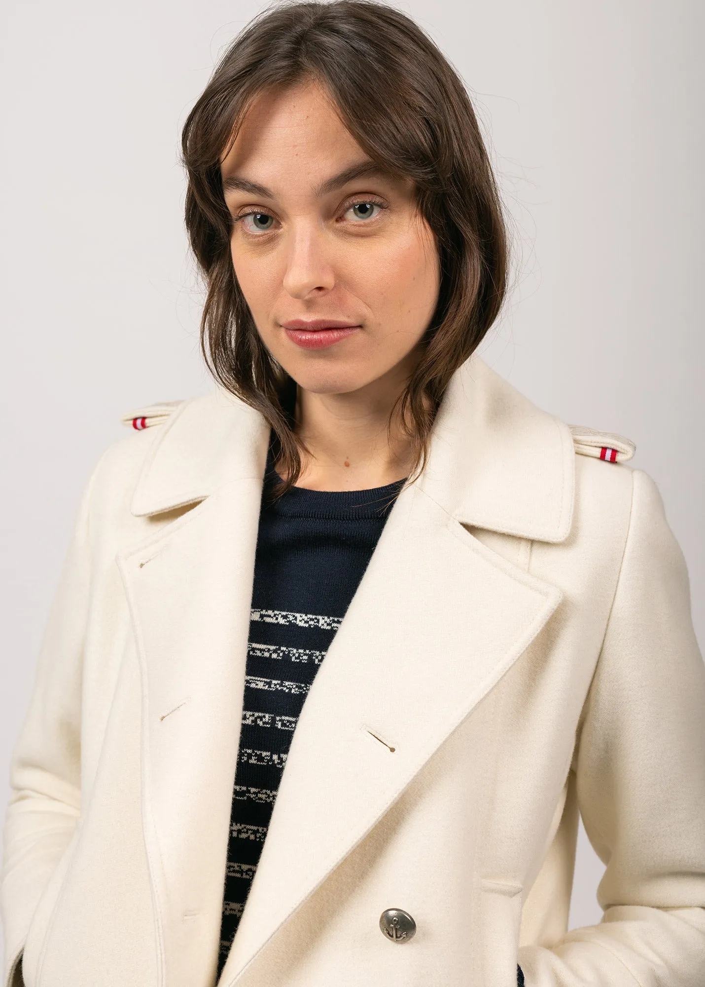 Caban Ste Brigitte - en drap de laine (BLANC D'HIVER)