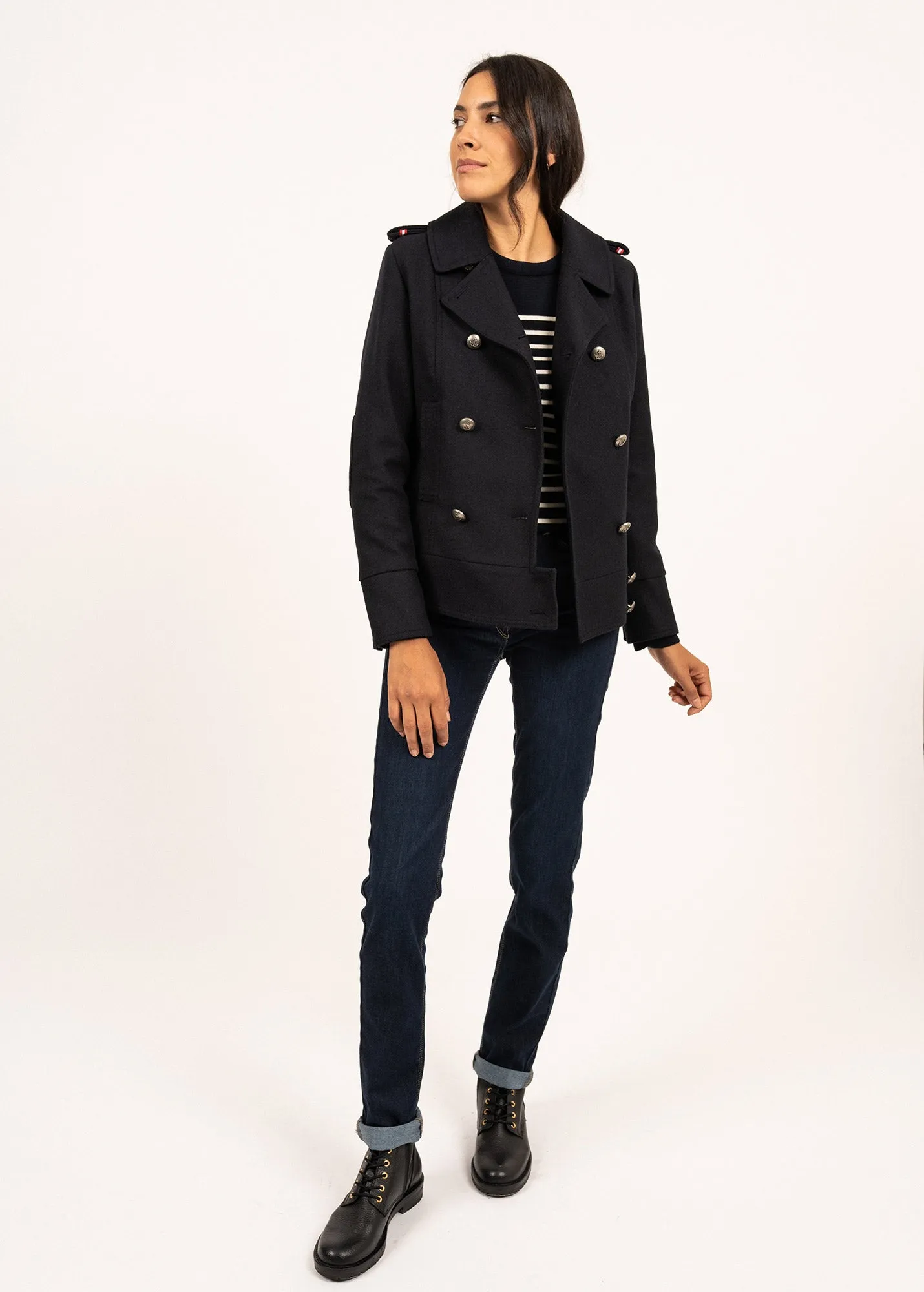 Caban Ste Brigitte - en drap de laine (NAVY)