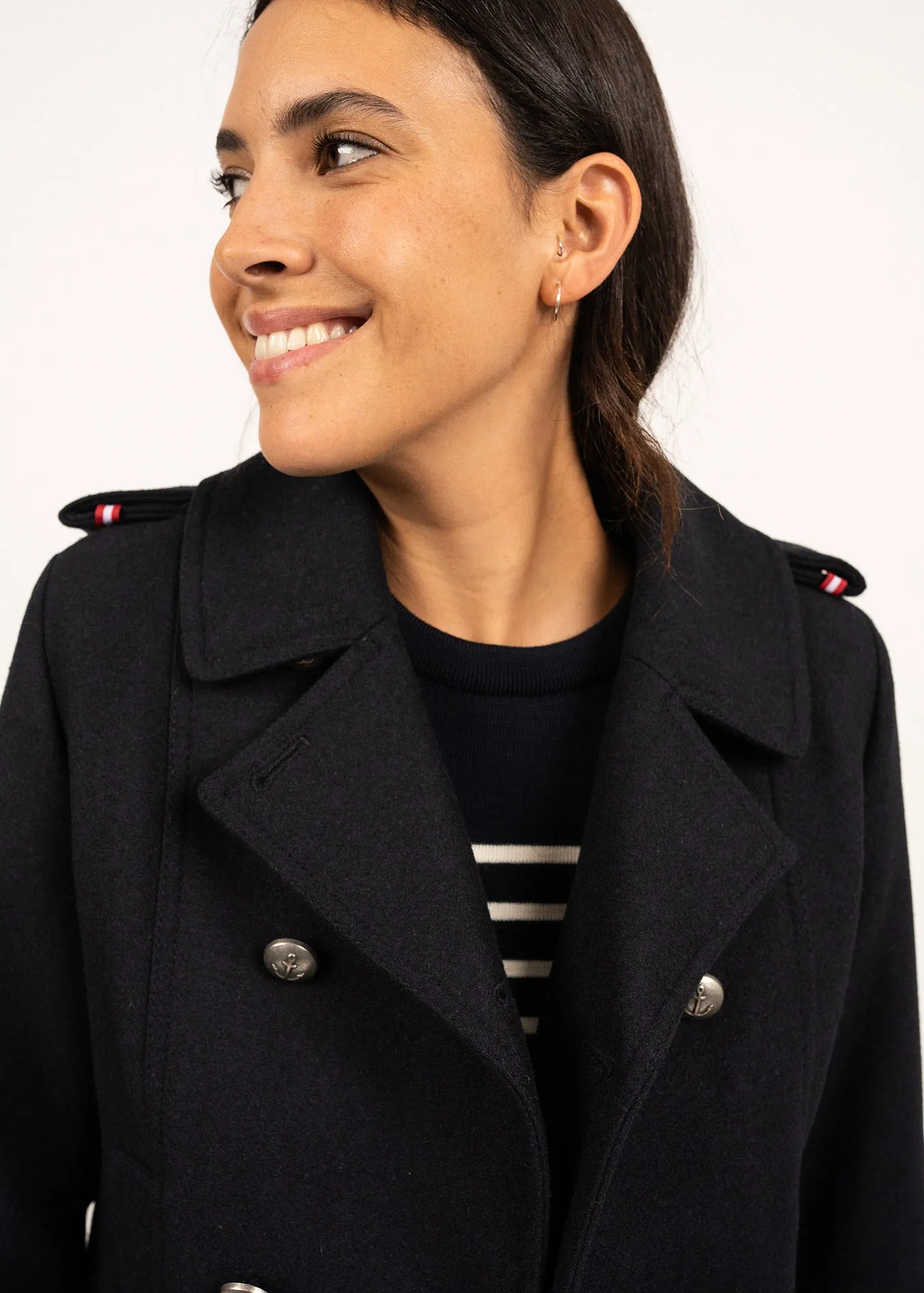 Caban Ste Brigitte - en drap de laine (NAVY)