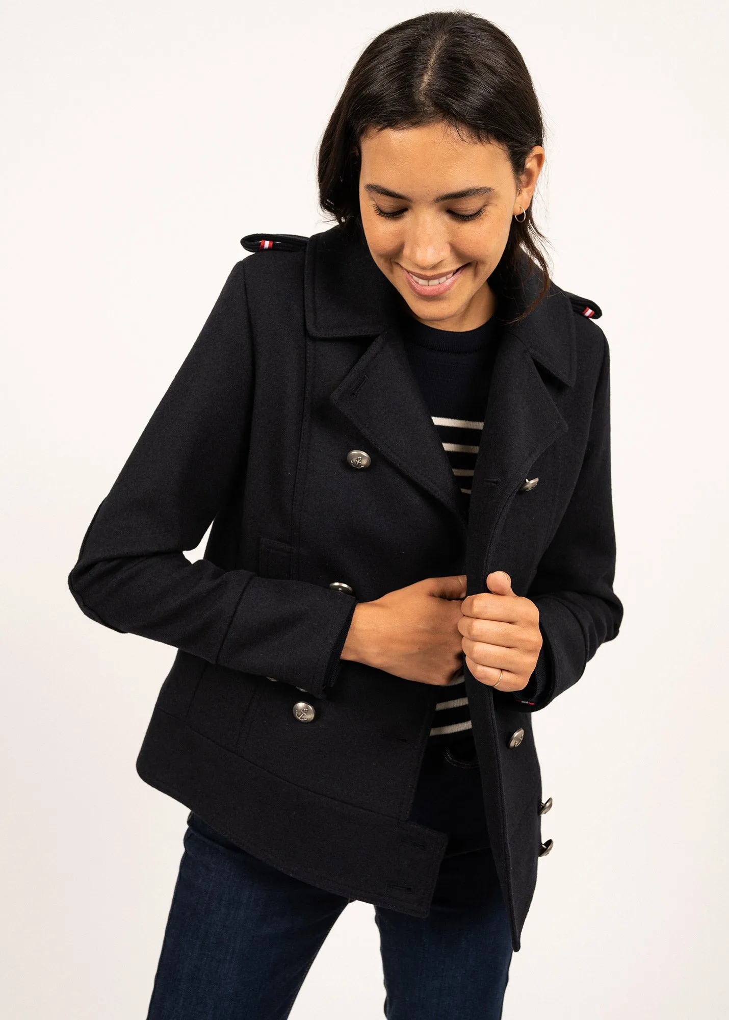 Caban Ste Brigitte - en drap de laine (NAVY)