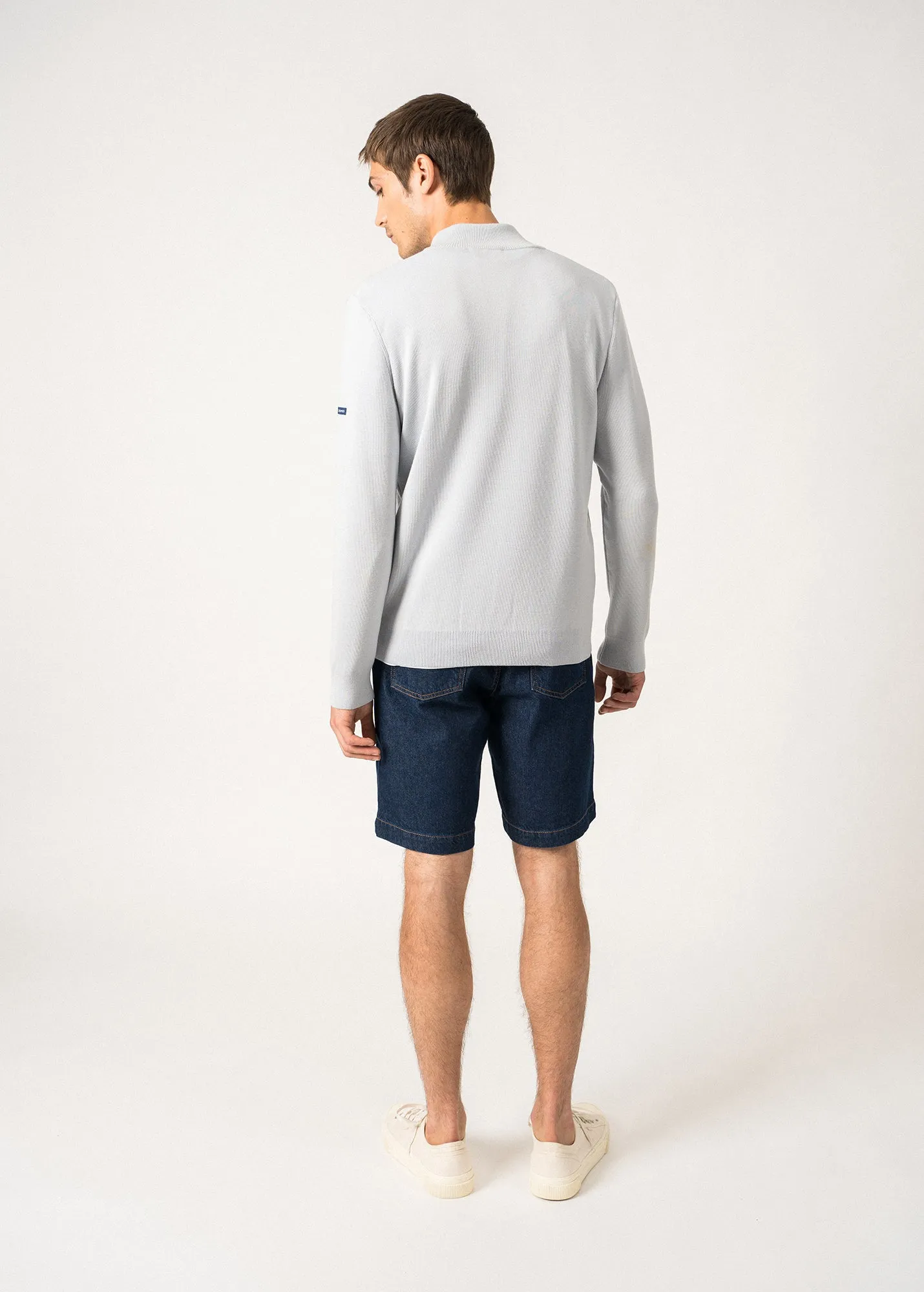 Cardigan Creggan - zipp, en laine mrinos (GRIS LIGHT/BASKET)