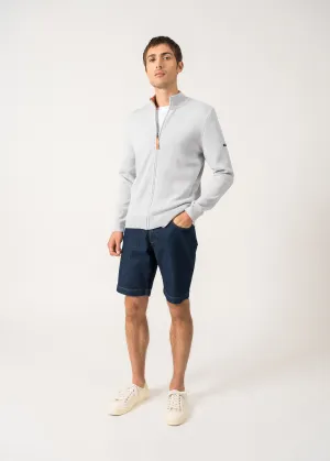Cardigan Creggan - zipp, en laine mrinos (GRIS LIGHT/BASKET)
