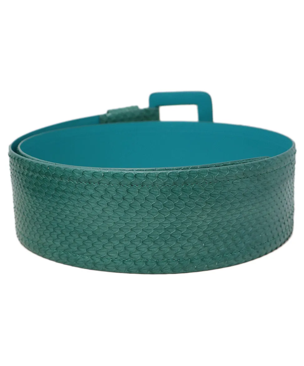 Carolina Herrera Teal Snake Skin Belt