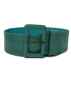 Carolina Herrera Teal Snake Skin Belt