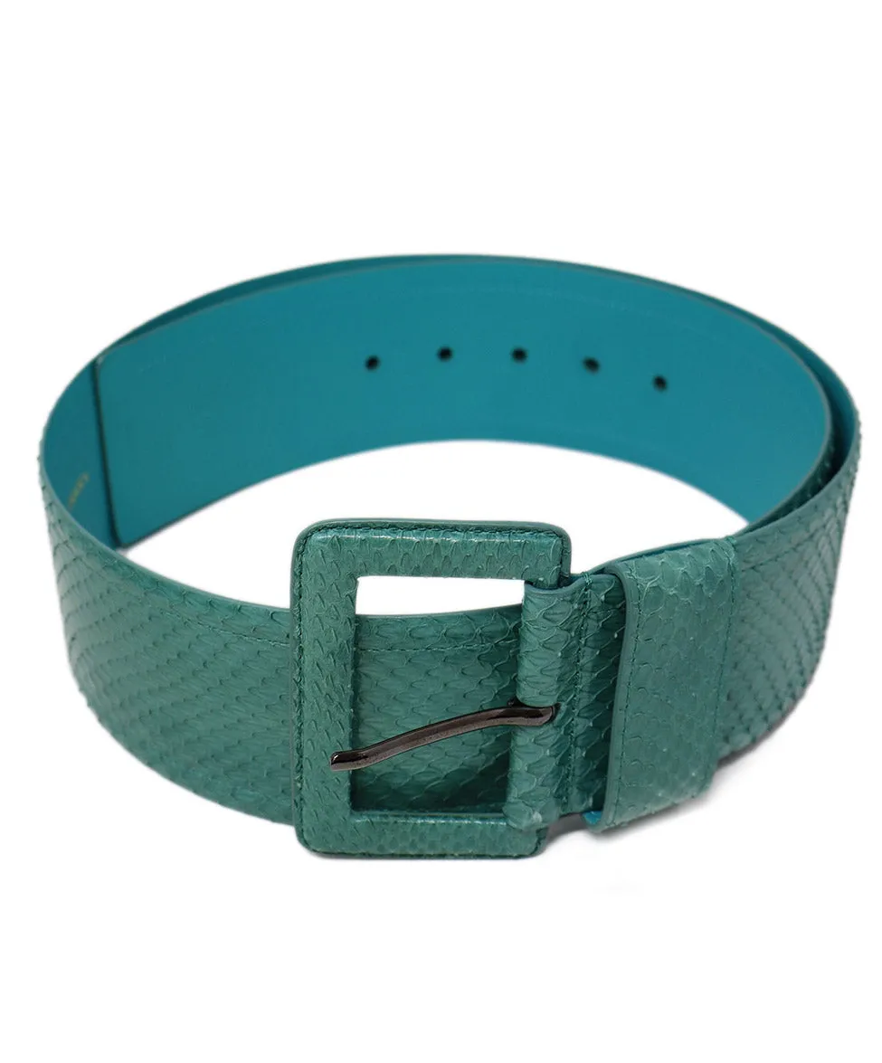 Carolina Herrera Teal Snake Skin Belt