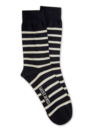 Chaussettes marinires - en jersey de coton (MARINE/ECRU)
