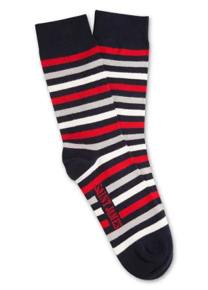 Chaussettes rayes multicolores - en jersey de coton (MARINE/PERSAN)