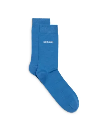 Chaussettes unies brodes - en coton (MER)
