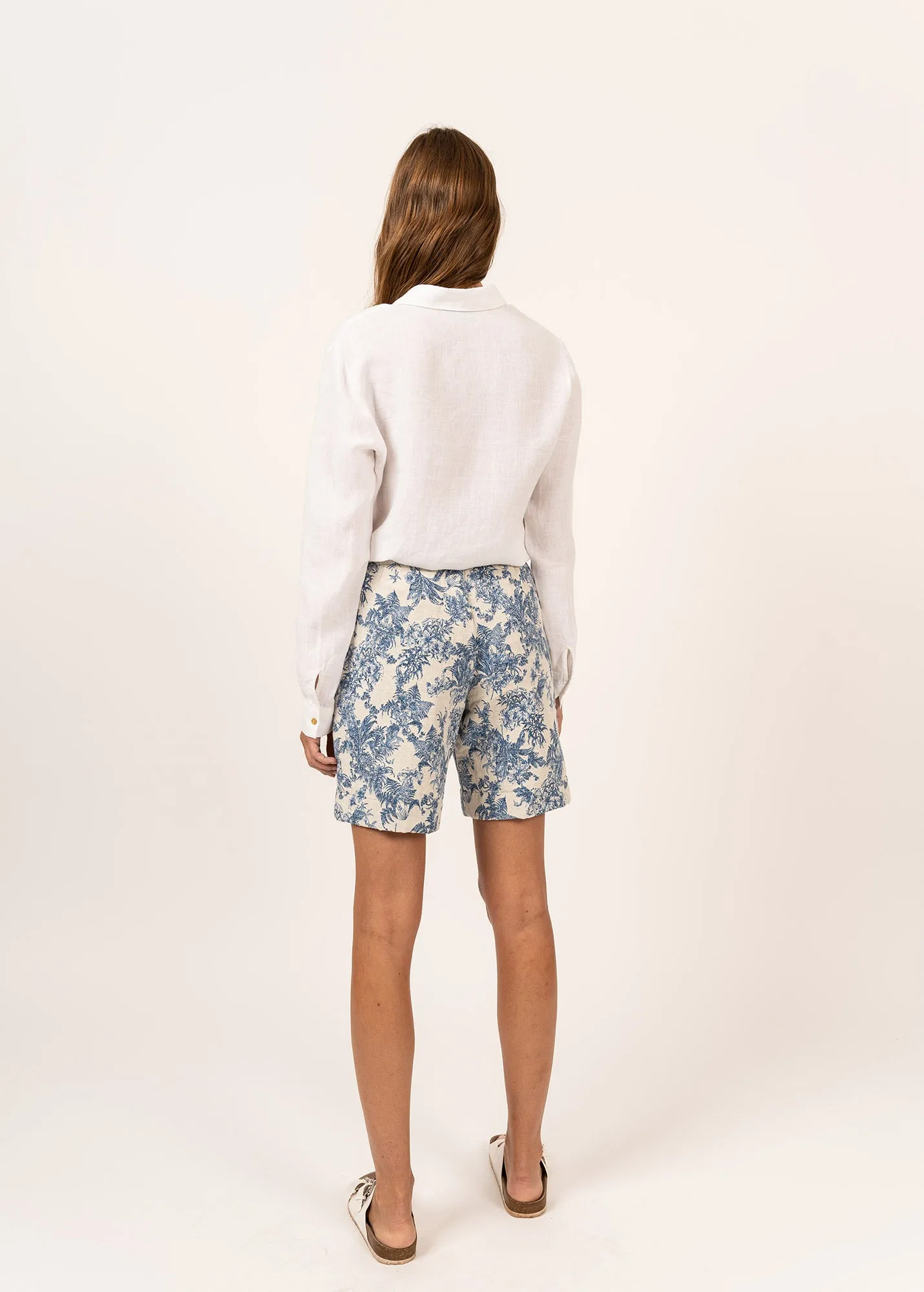 Chemise en lin Rebecca - unie,  manches longues (BLANC)