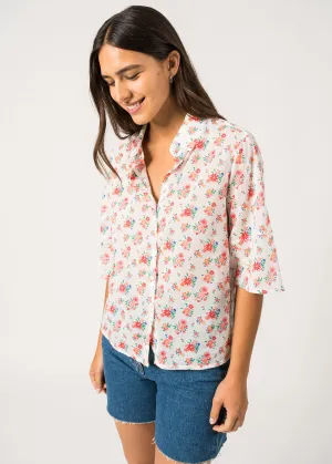 Chemise fleurie Zora - manches courtes (FLORAL BLANC)