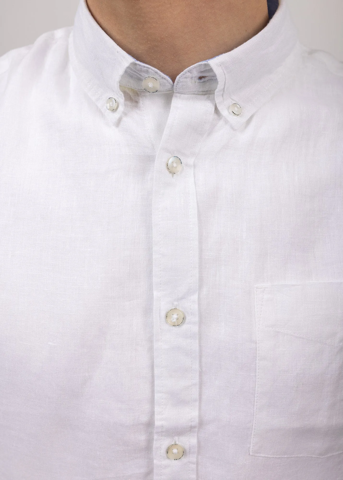 Chemise  manches courtes Clment - en popeline de lin (BLANC)