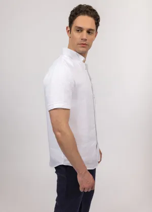 Chemise  manches courtes Clment - en popeline de lin (BLANC)