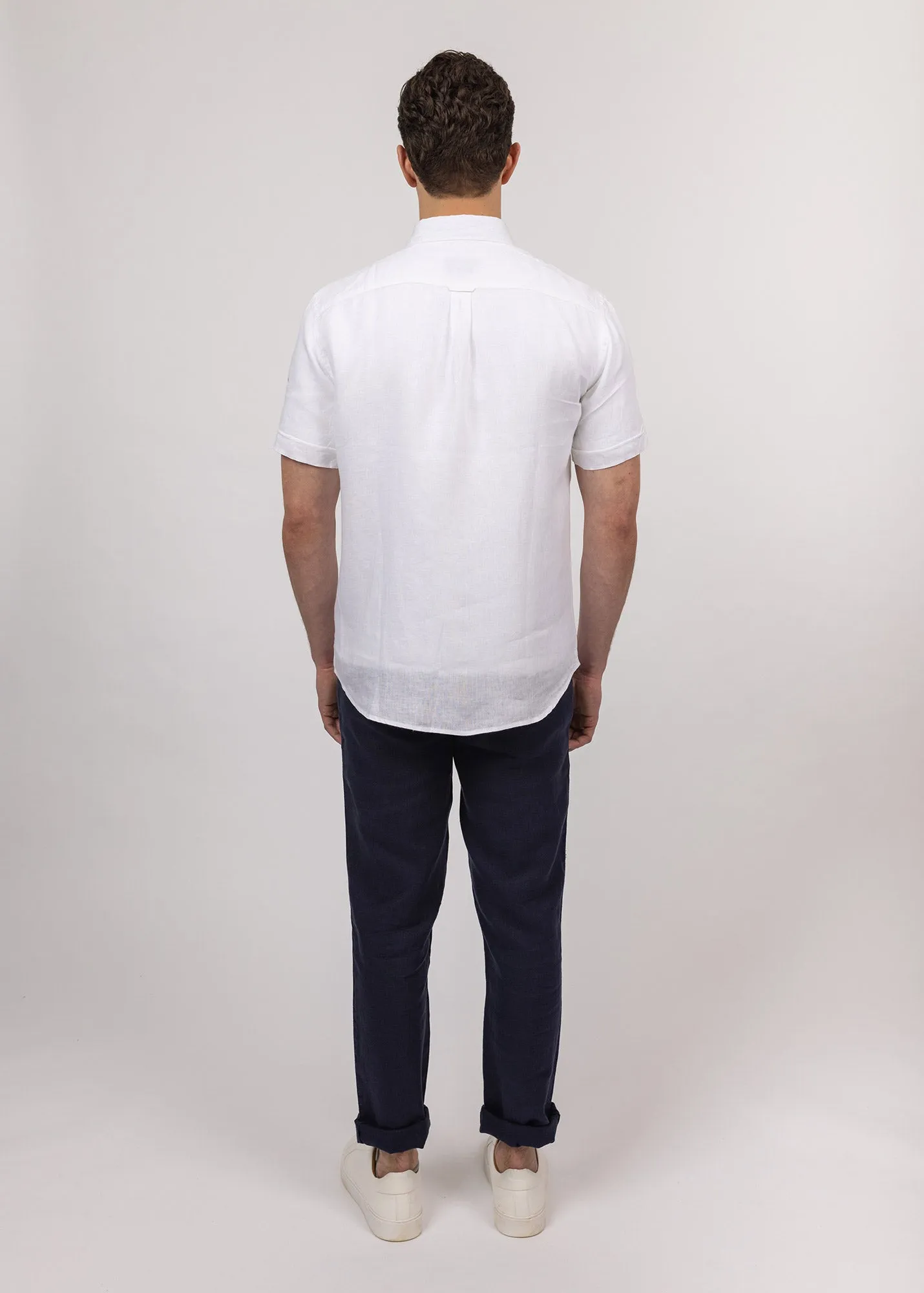 Chemise  manches courtes Clment - en popeline de lin (BLANC)