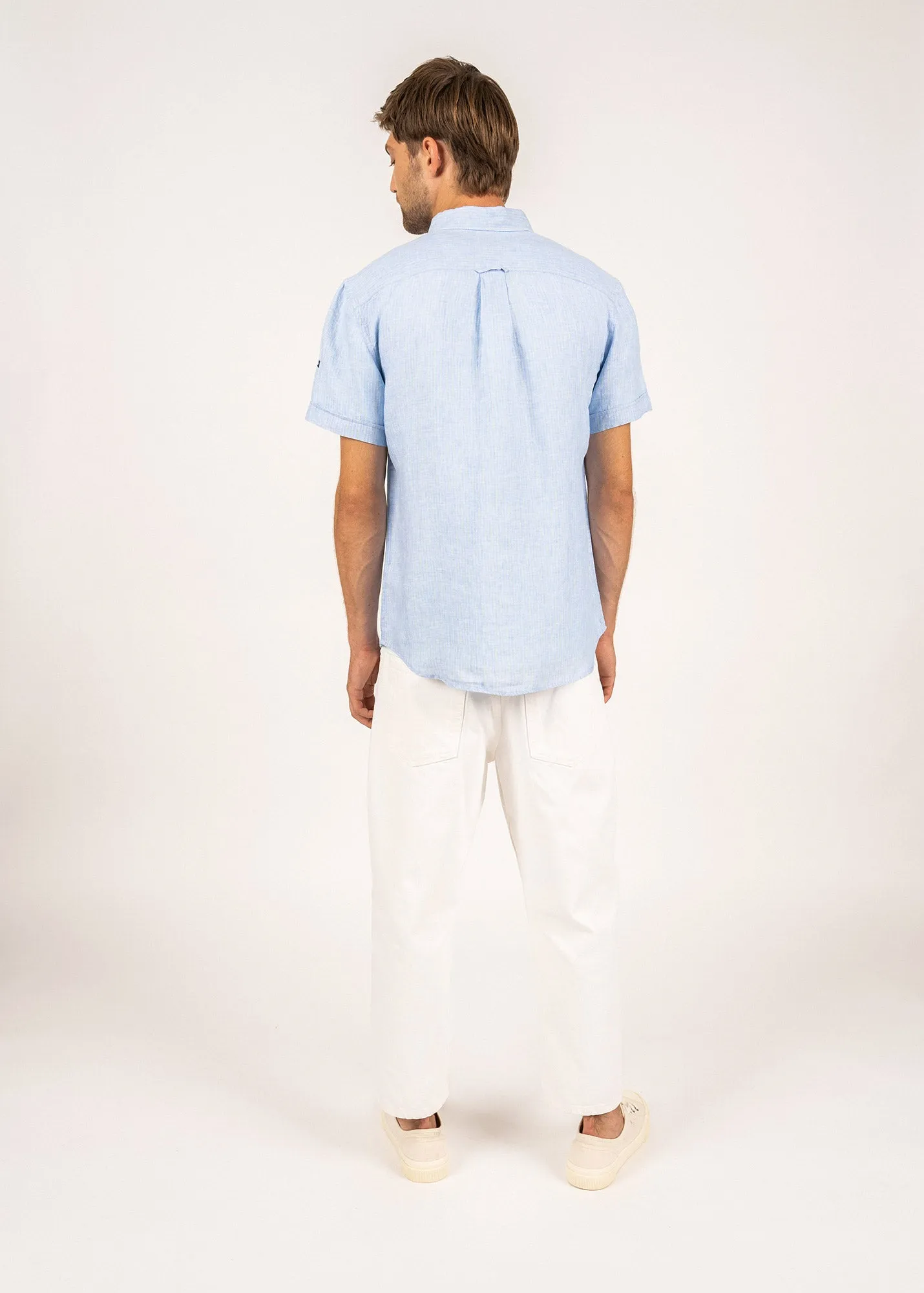 Chemise  manches courtes Clment - en popeline de lin (CIEL/SUN)