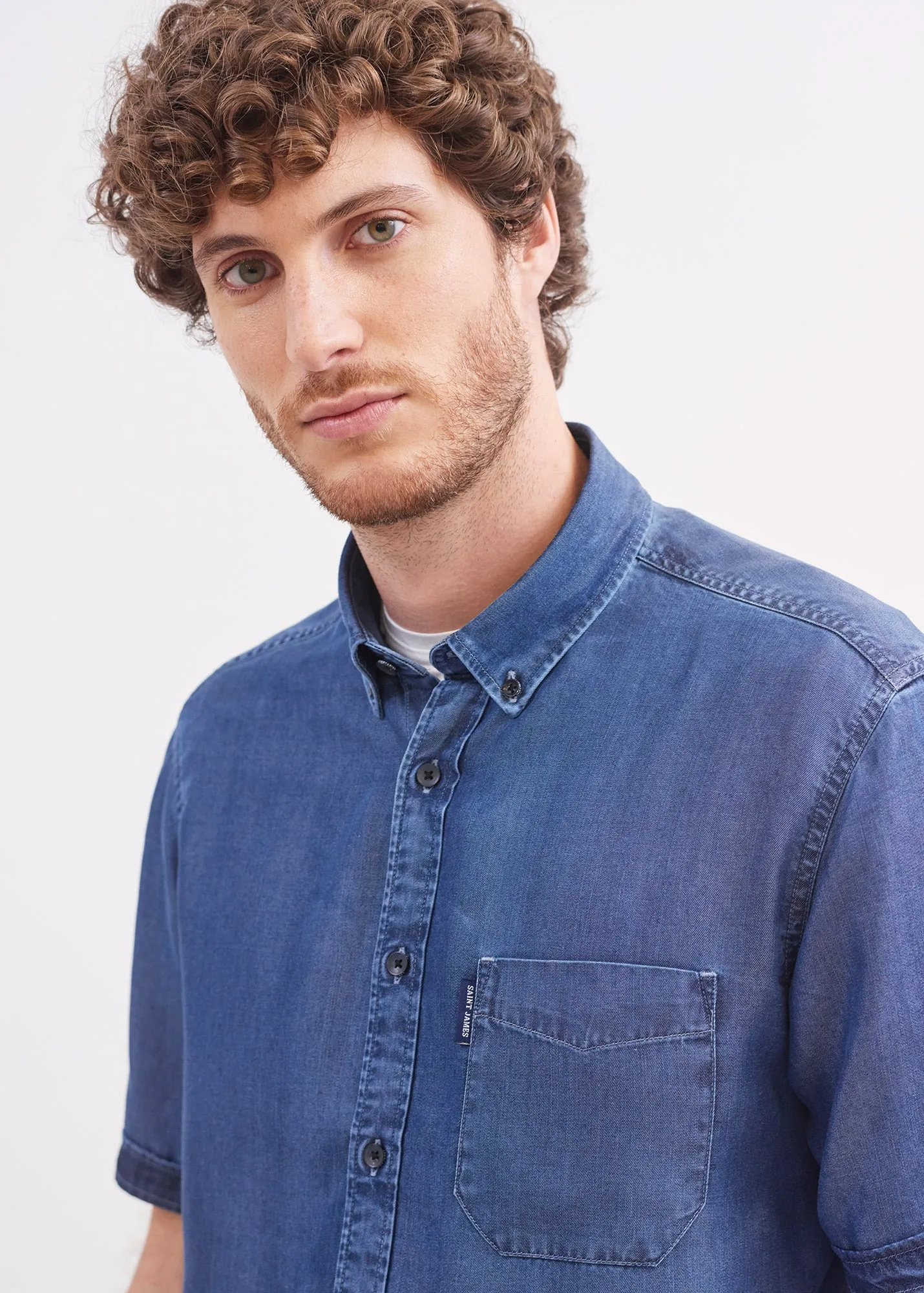 Chemise manches courtes Frederic - en chambray (CHAMBRAY)