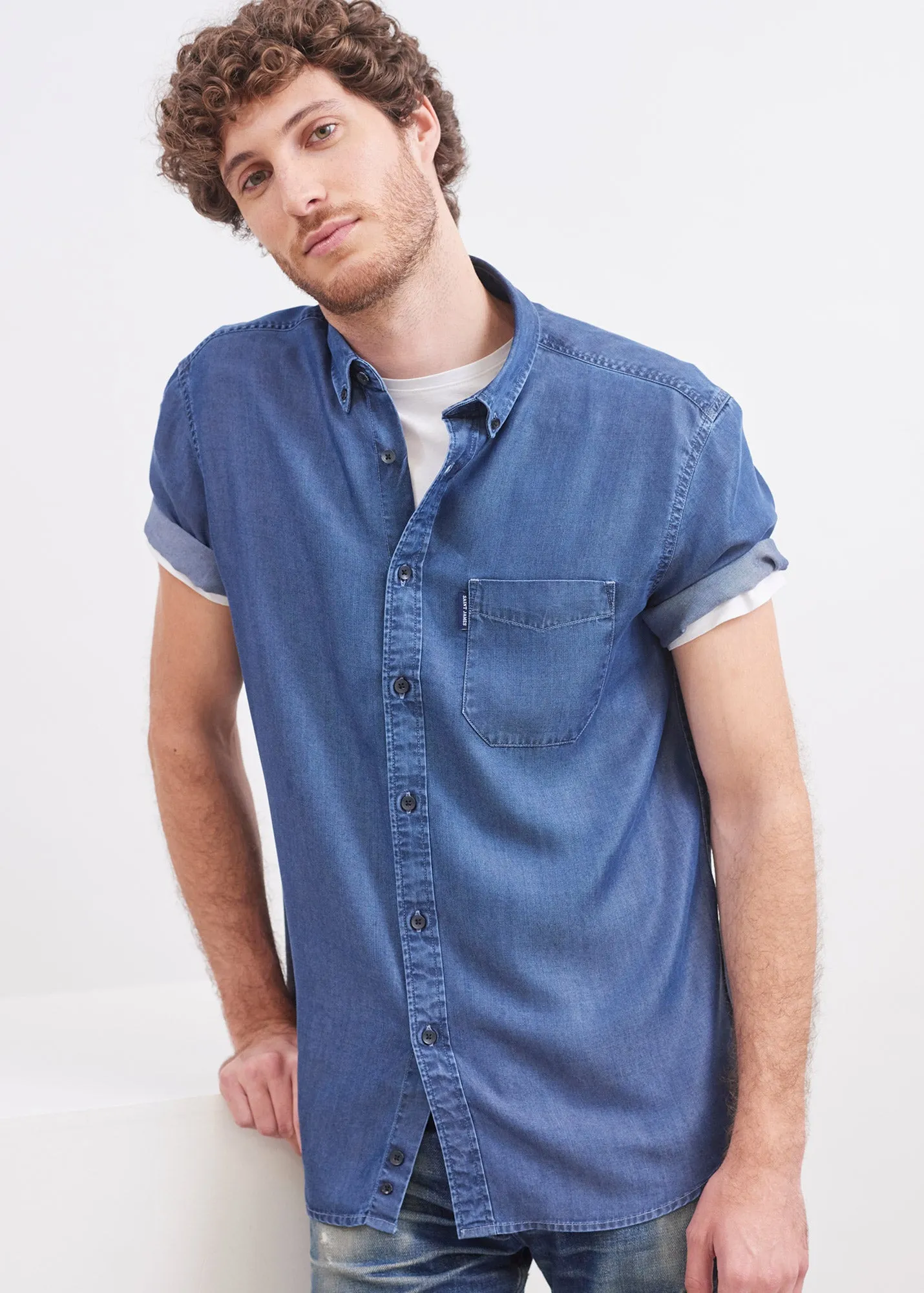 Chemise manches courtes Frederic - en chambray (CHAMBRAY)