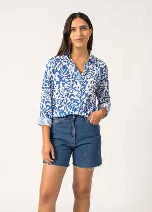 Chemise  motifs Jeanne - manches longues (BLANC/MER)